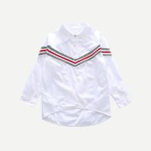 Shein Girls Varsity Striped Button Decoration Blouse