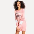 Shein Faux Fur Insert Letter Print Sweatshirt Dress