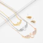 Shein Wing Pendant Chain Necklace & Earring Set