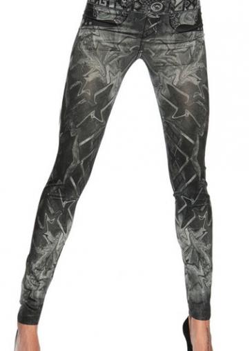 Rosewe Black Abstract Print Elastic Waist Leggings