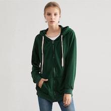 Shein Zip Up Kangaroo Pocket Drawstring Hoodie