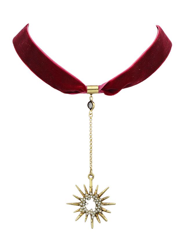 Shein Red Velvet Wide Choker Necklace