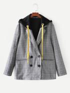 Shein Contrast Hood Wales Check Blazer