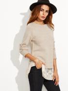Shein Apricot Lace Trim Raglan Sleeve Sweater