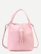 Shein Pink Pu Tassel Trim Tote Bag With Strap