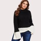 Shein Plus Two Tone Slit Sleeve Jumper