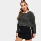 Shein Plus Pocket Patched Fuzzy Jumper