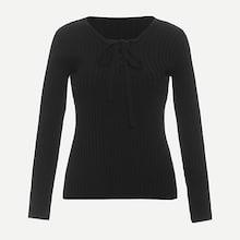 Shein Lace Up Neck Slim Fitted Sweater