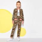 Shein Girls Letter Tape Leopard Jacket & Pants Set