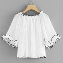 Shein Ruffle Sleeve Pleated Top
