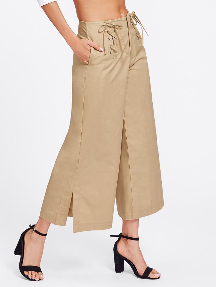 Shein Criss Cross Detail Wide Leg Pants