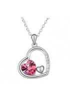 Rosewe Pink Crystal Heart Shape Silver Necklace