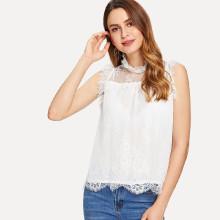 Shein Mock Neck Eyelash Lace Top