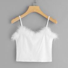 Shein Faux Fur Crop Cami Top