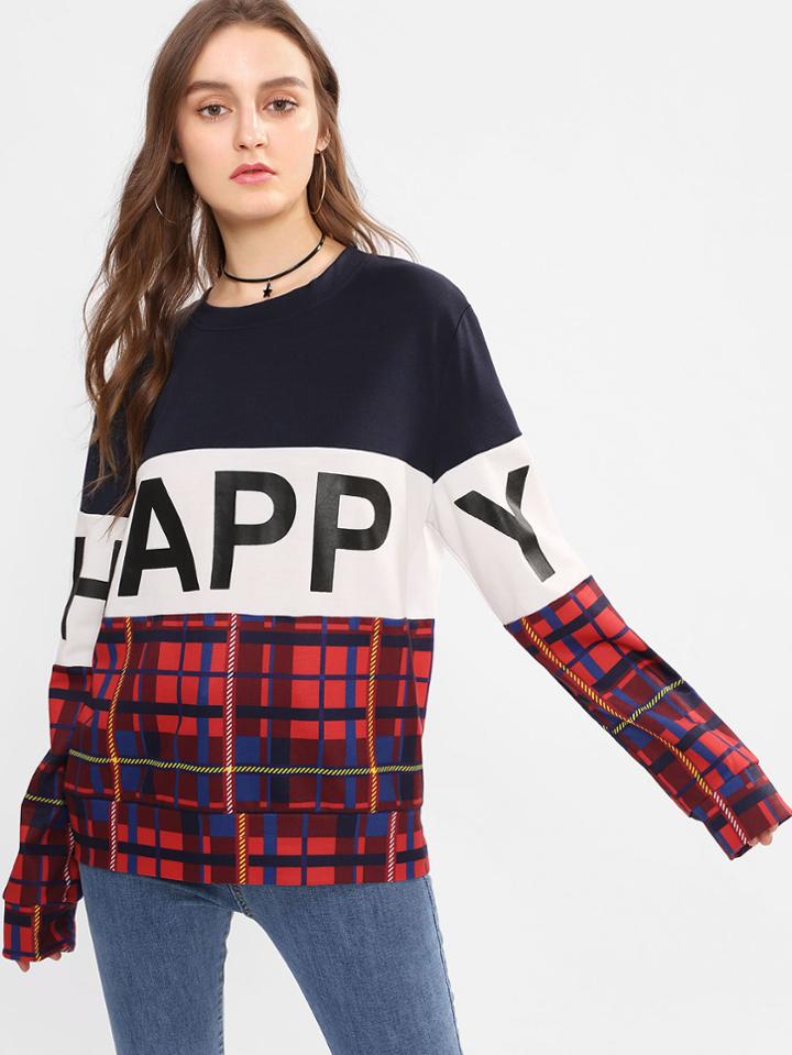 Shein Cut And Sew Mixed Print Sweatshirt