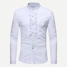 Shein Men Ruffle Decoration Plain Blouse