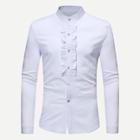 Shein Men Ruffle Decoration Plain Blouse