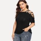 Shein Plus Lace-up Solid Tee