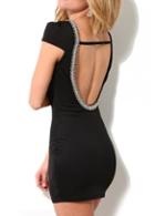 Rosewe Attractive Black Round Neck Open Back Sheath Dress
