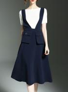 Shein Navy Knit Shirt Two-piece A-line Dress