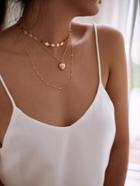 Shein Heart & Sequin Detail Pendant Necklace