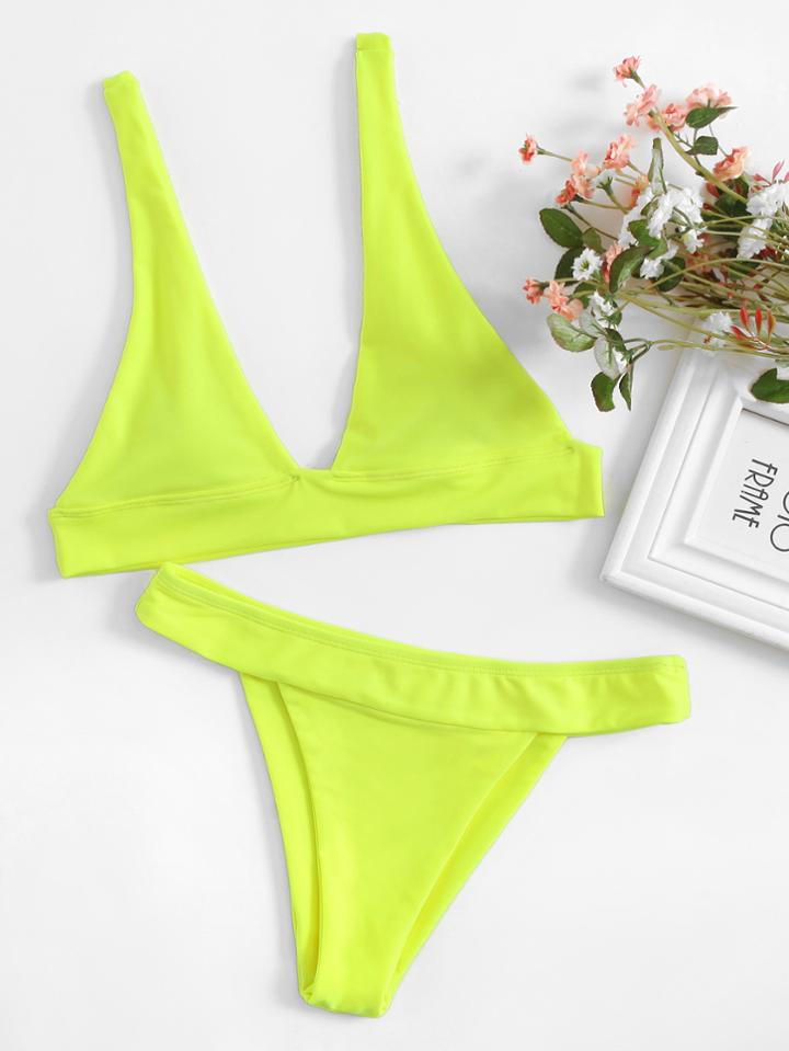 Shein Plunge Neckline Bikini Set