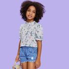 Shein Girls Frilled Detail Floral Top