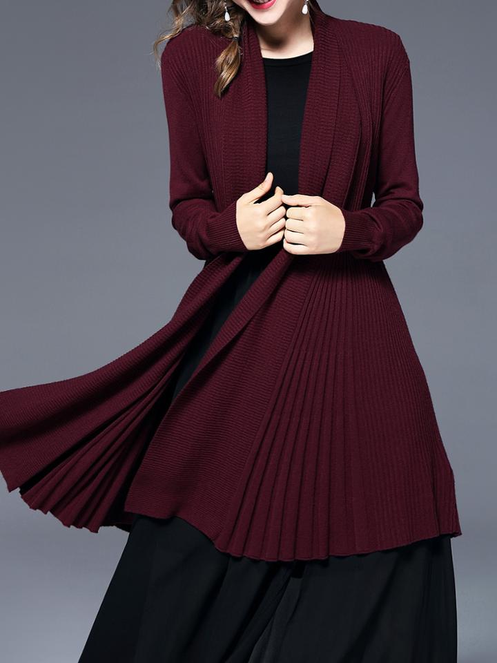 Shein Long Sleeve Pleated Cardigan