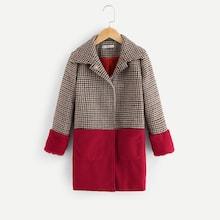 Shein Girls Single Breasted Houndstooth Coat