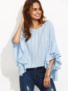 Shein Ruffle Batwing Sleeve Tie Back Blouse