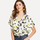 Shein Batwing Sleeve Camo Shirt