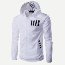Shein Men Letter Print Striped Jacket