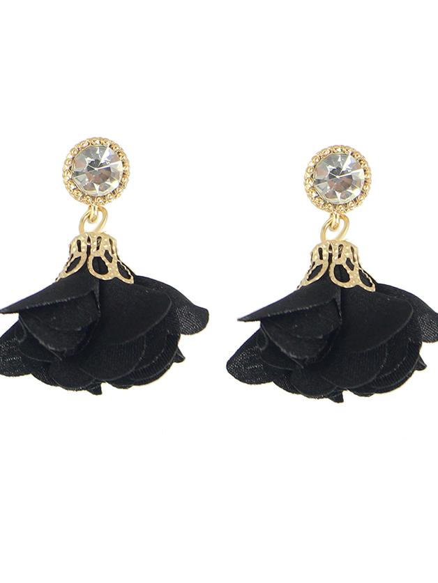 Shein Black Women Jewelry Flower Drop Earrings