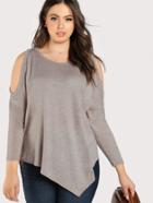 Shein Cold Shoulder Long Sleeve Top Cream