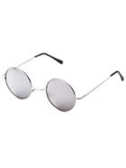 Shein Silver Frame Round Lens Retro Style Sunglasses