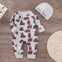 Shein Toddler Boys Cartoon Print Jumpsuit & Hat