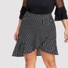 Shein Plus Asymmetric Ruffle Hem Striped Wrap Skirt