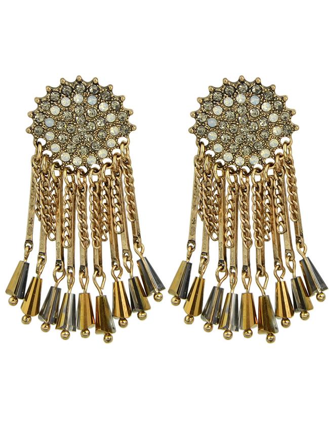 Shein Gold Rhinestone Big Earrings