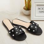 Shein Faux Pearl Flower Decorated Flat Sliders