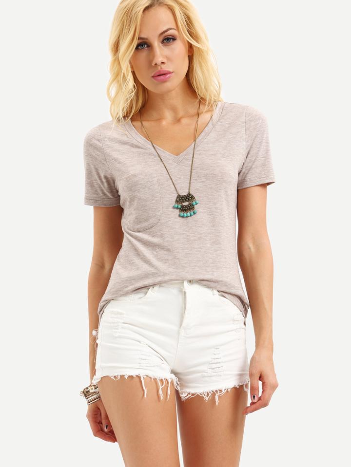 Shein V Neckline Slub Tee