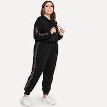 Shein Plus Contrast Leopard Print Top With Pants