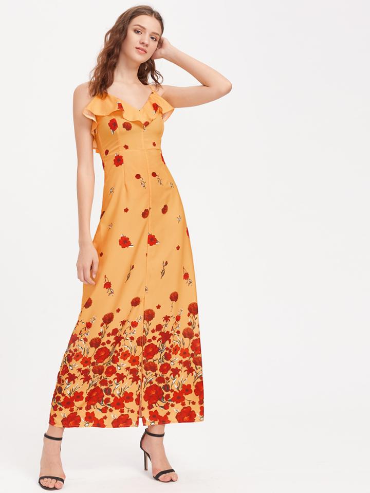 Shein Frill Trim Florals Cami Dress
