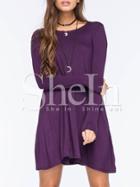 Shein Purple Eggplant Long Sleeve Casual Dress