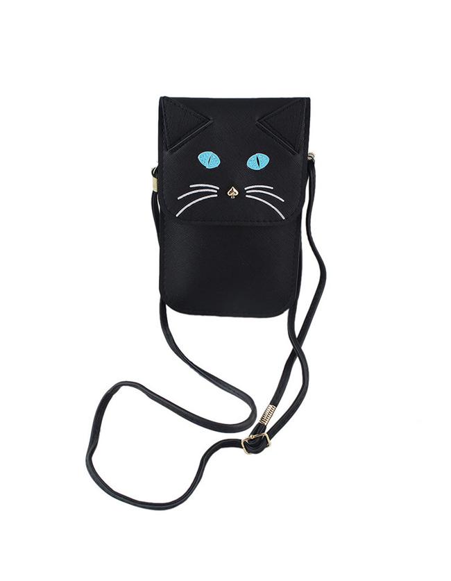 Shein Black Cute Cat Pattern Shoulder Bag