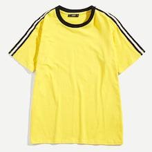 Shein Men Striped Side Sleeve Ringer Tee