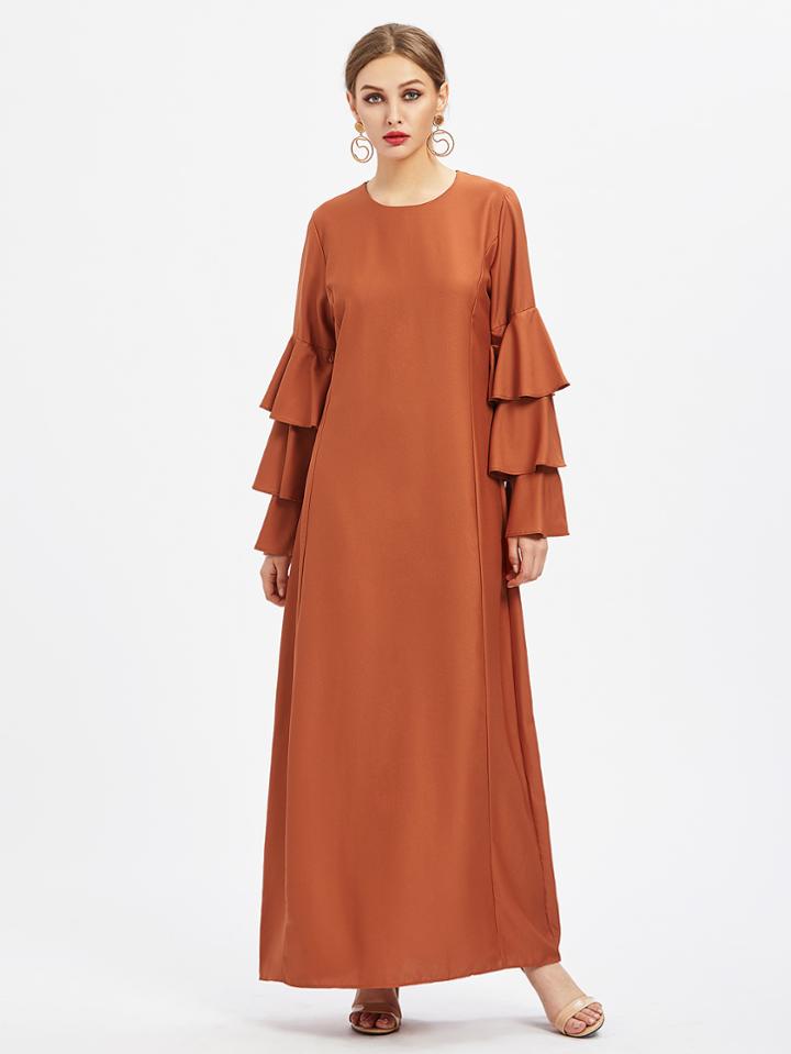 Shein Tiered Flute Sleeve Full Length Dress