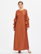 Shein Tiered Flute Sleeve Full Length Dress