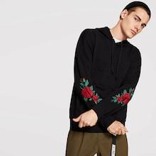 Shein Men Embroidery Sleeve Pocket Hoodie