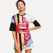 Shein Graphic Print Longline Tee