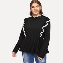 Shein Plus Mock-neck Ruffle Detail Tee